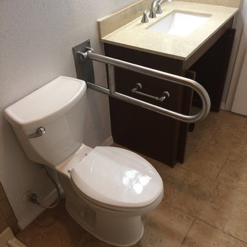 ADA Commode, Flip Up Safety Bar & Wheel Chair Accessible Vanity