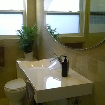 ADM Bathroom Circular Wall Mounted Sink, White, 35" - DW-118 (35 x 19)