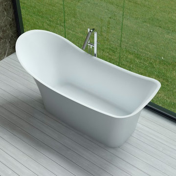 ADM Bathroom Curved Freestanding Bathtub, White, 74.4"- SW-163 (74 x 34)