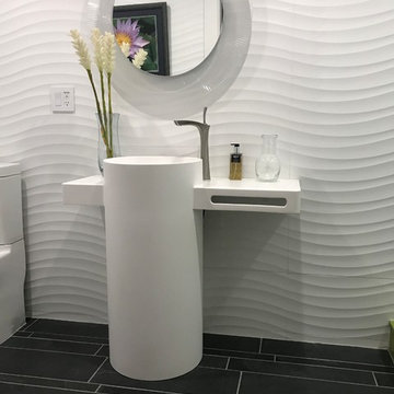 ADM Bathroom Design White Stone Resin Freestanding Sink, Glossy DW-199