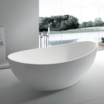 ADM Bathroom Oval Freestanding Bathtub, Glossy White, 63" - SW-131S (63 x 32)