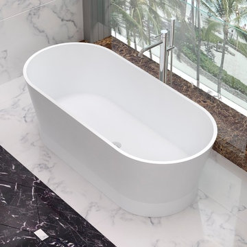 ADM Bathroom Oval Freestanding Bathtub, White, 66.9"- SW-120 (67 x 30)