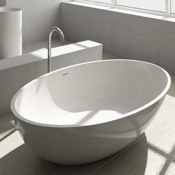 ADM Bathroom Oval Freestanding Bathtub, White, 69.3" - SW-151W (69 x 41)