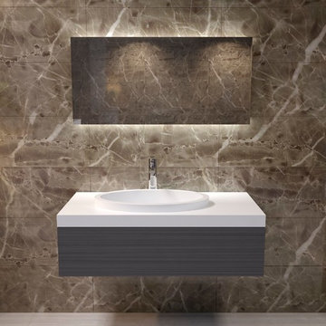ADM Bathroom Oval Wall Mounted Sink, White, 39" - DW-125 (39 x 20)