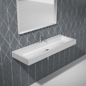 ADM Bathroom Rectangular Countertop Sink, White, 60" - DW-197 (60 x 21)