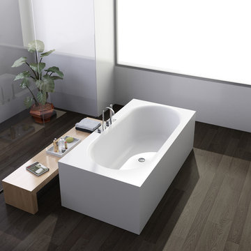 ADM Bathroom Rectangular Freestanding Bathtub, White, 70.8"- SW-139 (71 x 37)