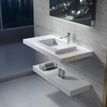 ADM Bathroom Rectangular Wall Mounted Sink, White, 39" - DW-124 (39 x 20)