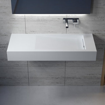 ADM Bathroom Rectangular Wall Mounted Sink, White, 47" - DW-111 (47 x 20)