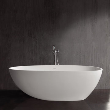 ADM Bathroom Round Freestanding Bathtub, White, 70.9" - SW-158 (71 x 35)