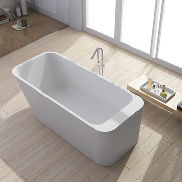ADM Bathroom Rounded Freestanding Bathtub, White, 66.9" - SW-146 (67 x 30)