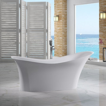 ADM Bathroom Slippered Freestanding Bathtub, White, 74.4" - SW-123W (74 x 34)