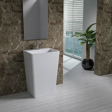 ADM Rectangular Freestanding Pedestal Sink, White, 22" - DW-130 (22 x 17)