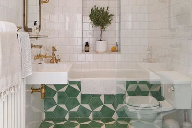 Adorable bathroom with cement tiles