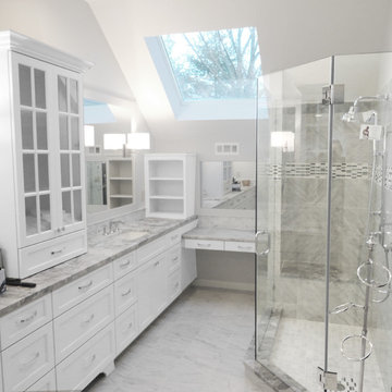 Airy, White Bathroom with Marble