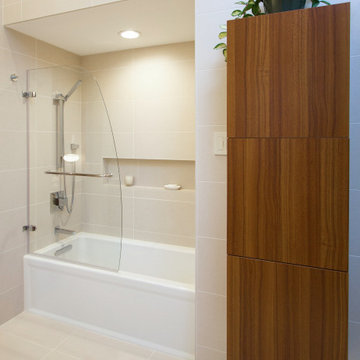 Alcove Bathtub and Shower with Curved Michael's Glass Partition
