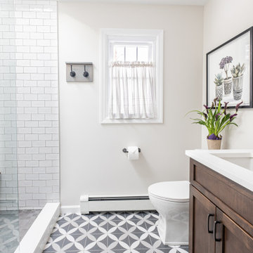 Alder Vanity with Cement Floor Tile