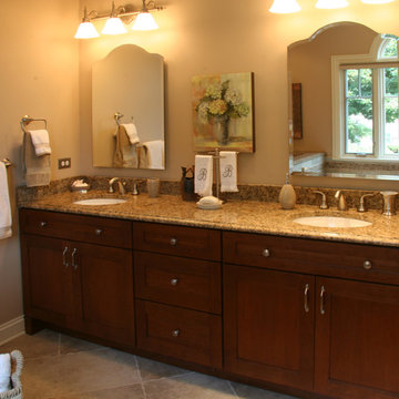 An Earthtone Master Bath and Closet in Lakewood