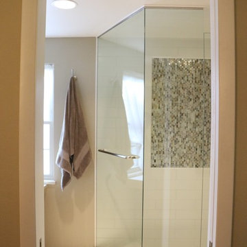 angled shower glass panel