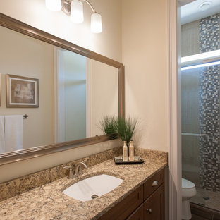 75+ Bäder mit Toilette mit Aufsatzspülkasten und Speckstein-Waschbecken