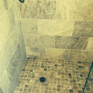 Antique Pewter Travertine Shower in Scottsdale