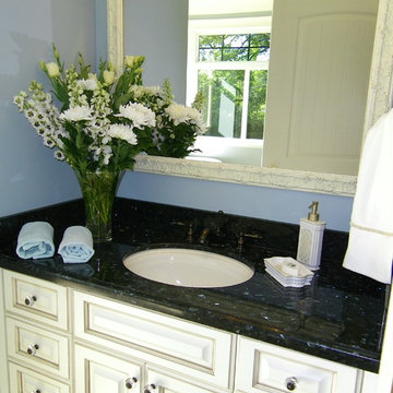 Antiqued Cream Bath cabinets