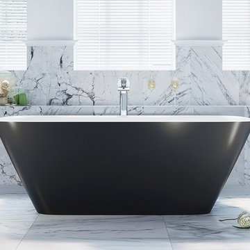 Aquatica Arabella-Blck-Wht™ Freestanding Solid Surface Bathtub