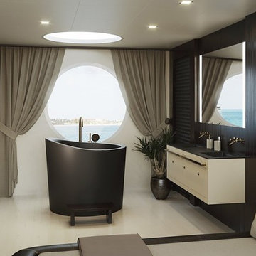 Aquatica True Ofuro Mini Black Freestanding Stone Japanese Soaking Bathtub