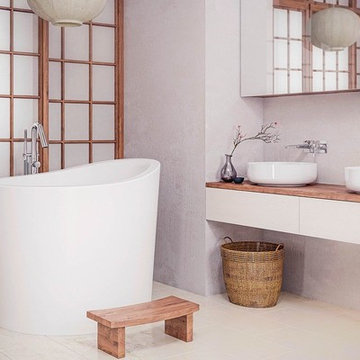 Aquatica True Ofuro Mini Freestanding Stone Japanese Soaking Bathtub