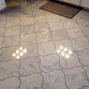 Arabesque Custom Bathroom Floor in Bianco Carrara - made in Arizona!