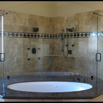 Archtop Panel over Bathtub, Dual Entrance Shower