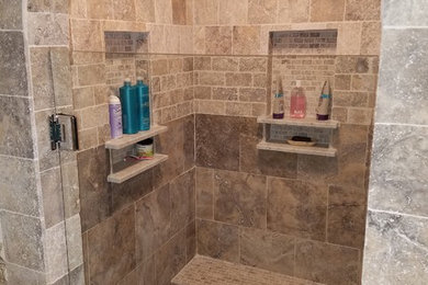 archway shower and claw-foot tub