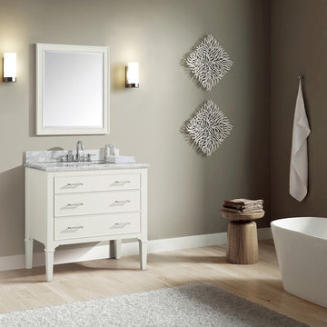 Arlington 37 in. Vanity in White finish with Carrera White Marble Top