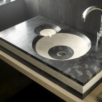 Aros 32" sink console. Black and white.