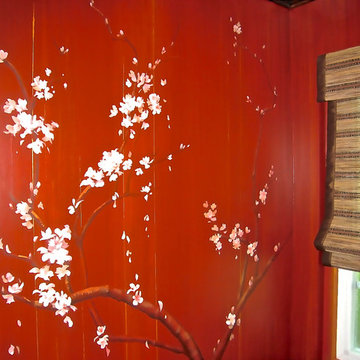 Asian Cherry Blossom Walls/Powder Room