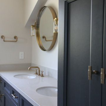 Navy Blue Vanity with Brushed Gold Pulls