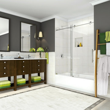 Aston Coraline Completely Frameless Sliding Tub-Height Shower Door with StarCast