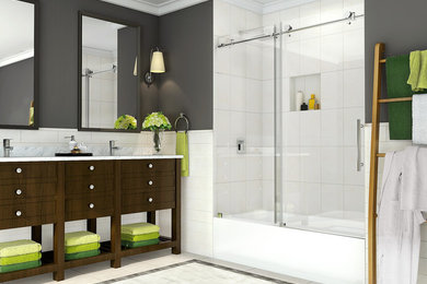 Aston Coraline Completely Frameless Sliding Tub-Height Shower Door with StarCast