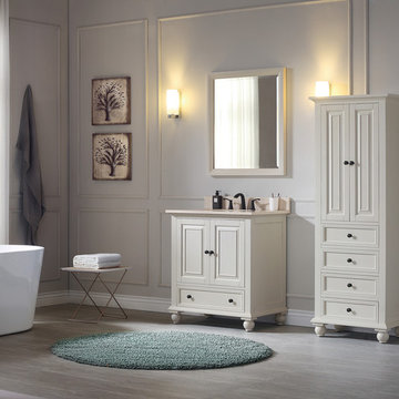 Avanity Thompson 31 in. Vanity Combo in French White finish with Galala Beige