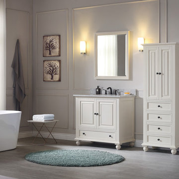 Avanity Thompson 37 in. Vanity Combo in French White finish with Carrera White