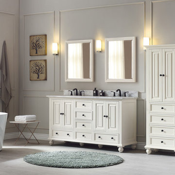 Avanity Thompson 61 in. Double Sink Vanity Combo in French White finish