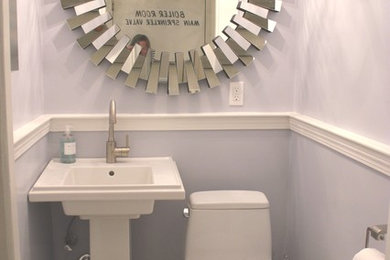 Example of a trendy powder room design in Boston