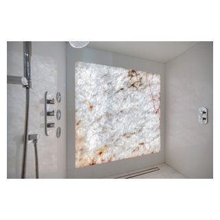 Backlit Onyx Shower Wall - Transitional - Bathroom - Los Angeles