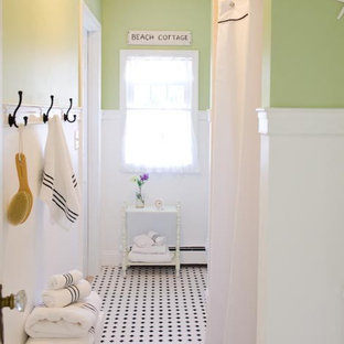 75+ Maritime Badezimmer mit schwarz-weißen Fliesen Ideen & Bilder