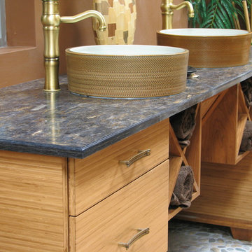 Bamboo Cabinets For An Asian Inspired Bathroom