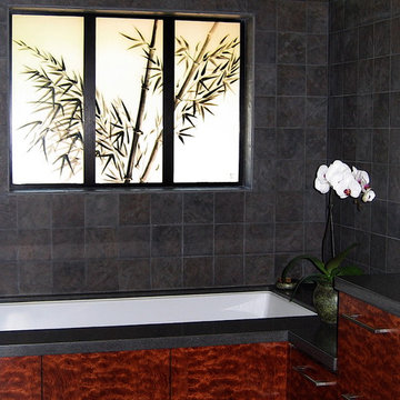 Bamboo Triptych Bathroom Windows