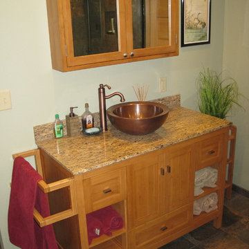 Bamboo vanity with vessel sink