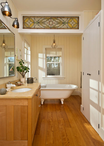 Farmhouse Bathroom by Phinney Design Group