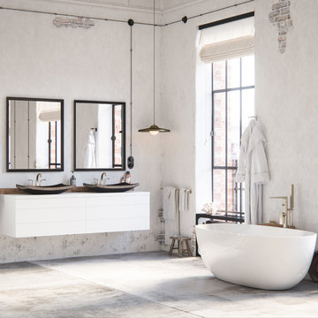 Barnet Oval Freestanding Bathtub, White Acrylic, 61"