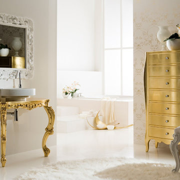 Baroque inspired modern bathroom in gold