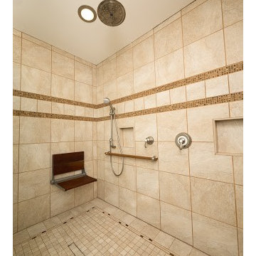 Barrier free tile shower room